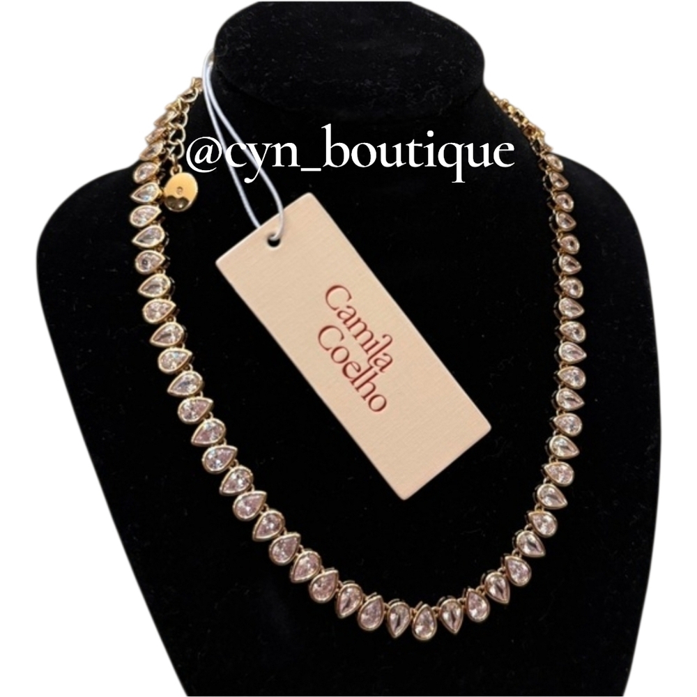 💎▪️Camila Coelho▪️ Gold Tone Cubic Zirconia Teardrop 15in Necklace